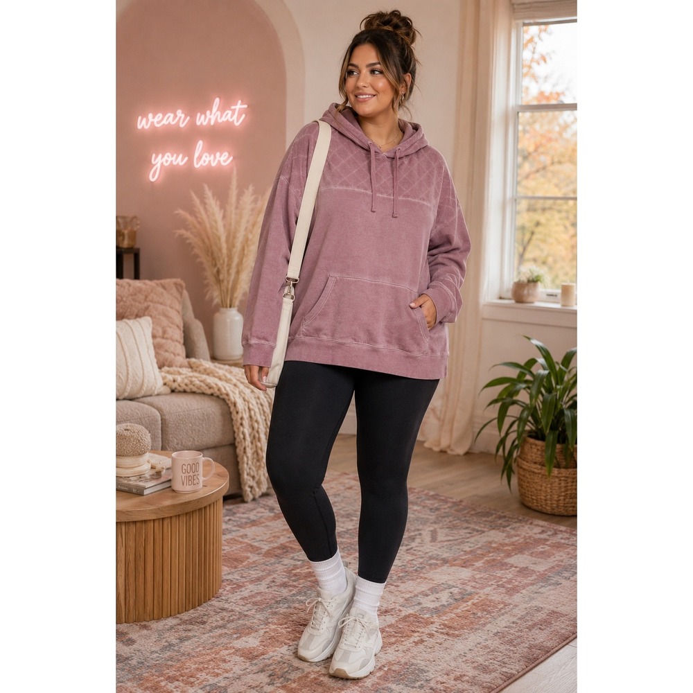 Torrid Women's Size 3 Mauve Quilted Super Soft Fleece Hoodie Cozy Athleisure